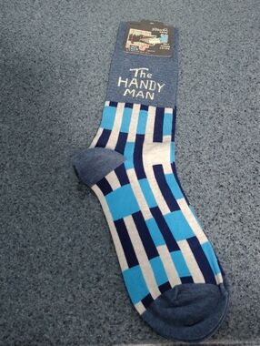 Blue Q 'The Handy Man' Blue & Navy Geometric Crew Socks